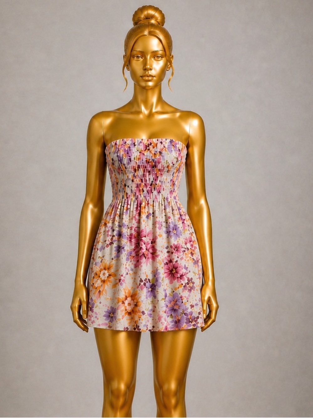 J. Crew Multicolor Floral Strapless Dress